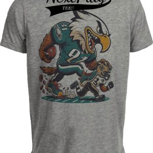 Philadelphia Eagles vs. New Orleans Saints Exclusive Retro Rivalries Football Artwork Heather Gray Sublimated T-Shirt