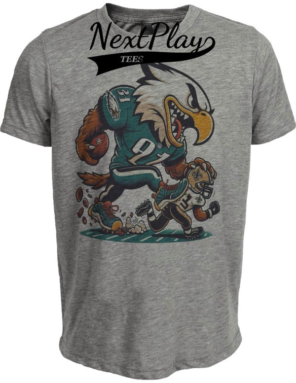 Philadelphia Eagles vs. New Orleans Saints Exclusive Retro Rivalries Football Artwork Heather Gray Sublimated T-Shirt