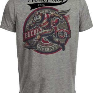 Ohio State Buckeyes Exclusive Retro Football Throwback Artwork Heather Gray Sublimated T-Shirt