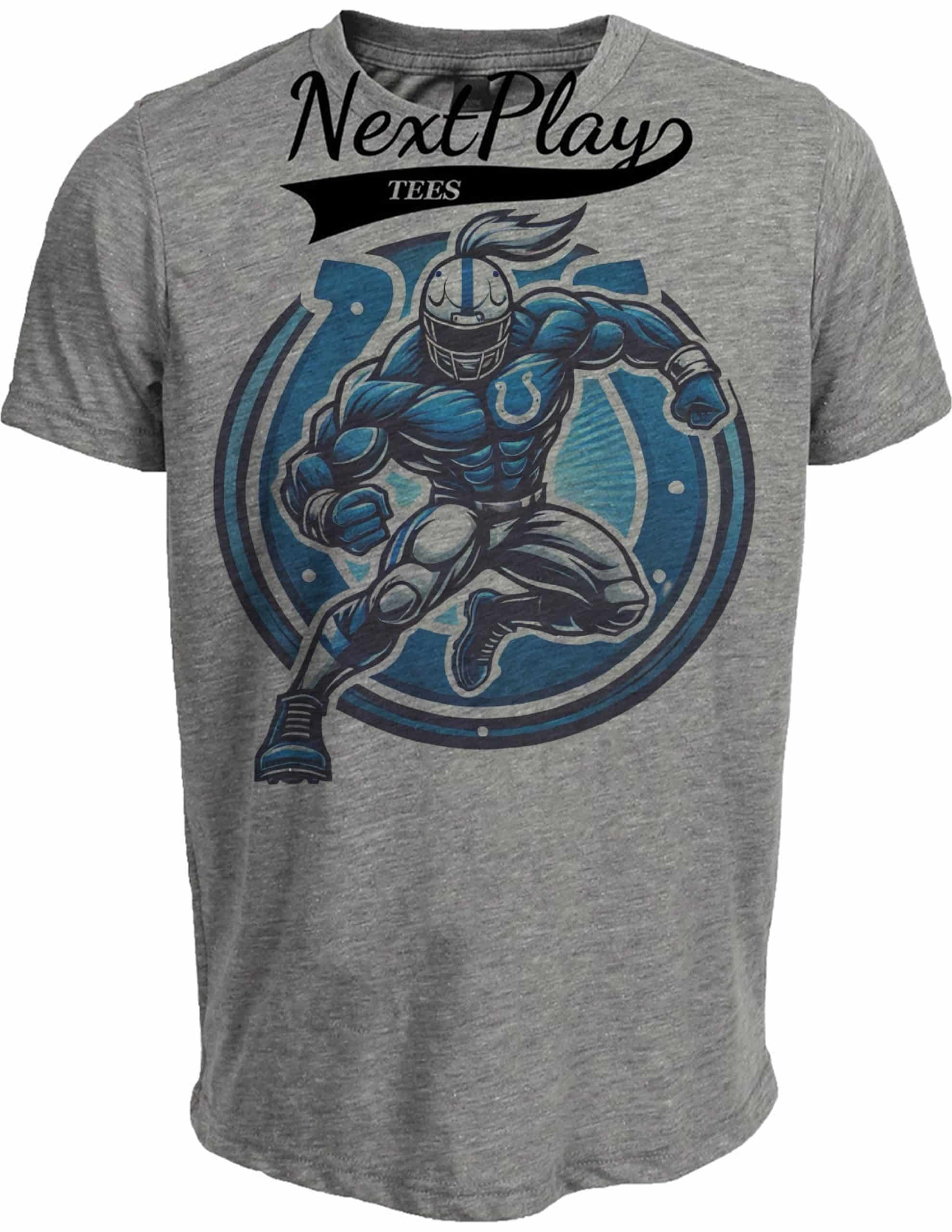 Indianapolis Colts Exclusive Retro Football Circle Artwork Heather Gray Sublimated T-Shirt