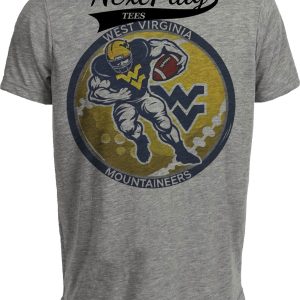 West Virginia Mountaineers Exclusive Retro Football Circle Artwork Heather Gray Sublimated T-Shirt