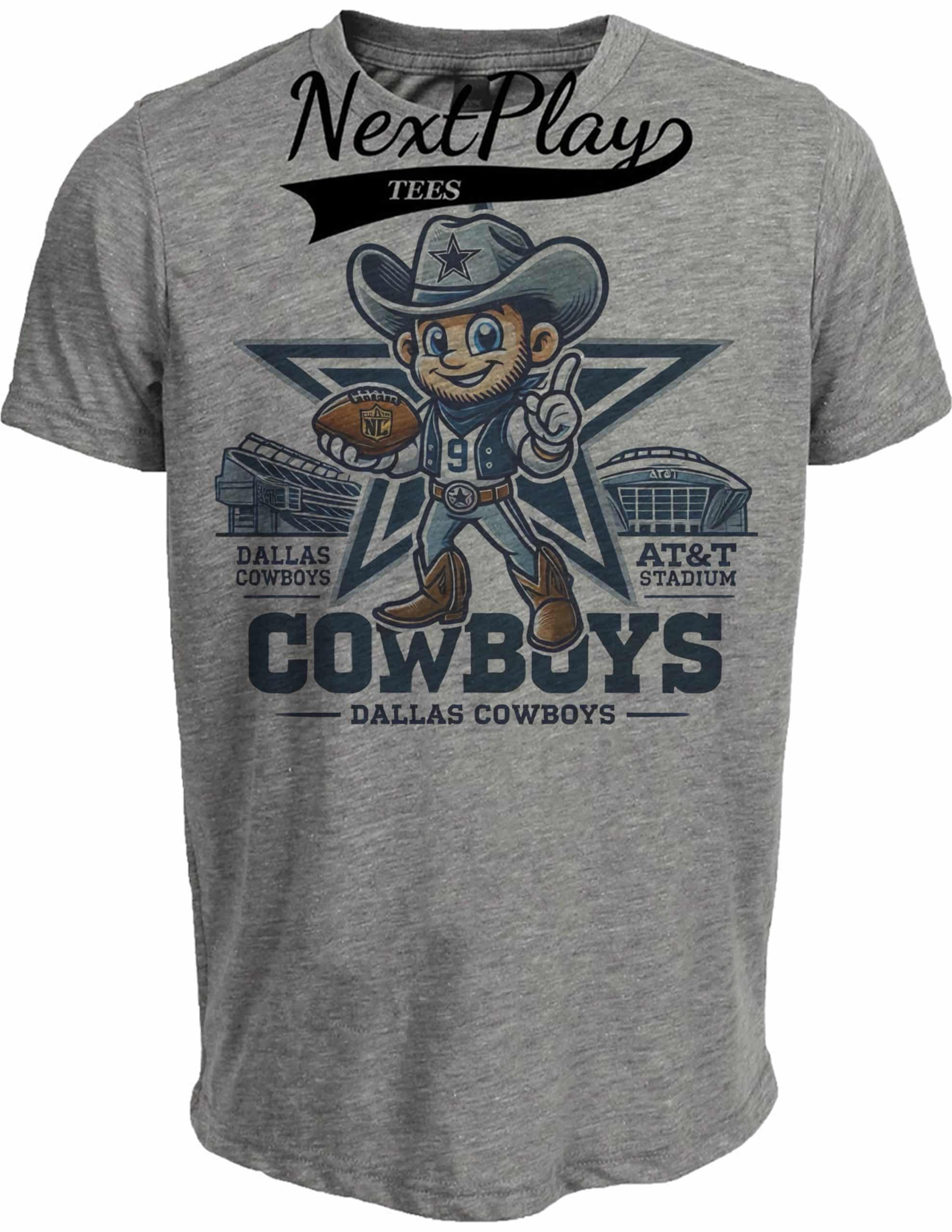 Dallas Cowboys Exclusive Retro Football Rowdy Stadium Artwork Heather Gray Sublimated T-Shirt