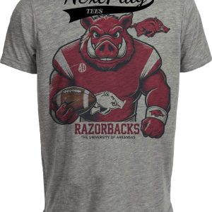 Arkansas Razorbacks Exclusive Retro Football Artwork Heather Gray Sublimated T-Shirt