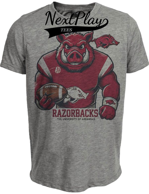 Arkansas Razorbacks Exclusive Retro Football Artwork Heather Gray Sublimated T-Shirt