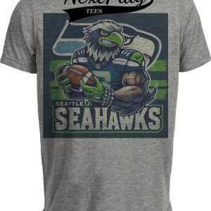 Seattle Seahawks Exclusive Retro Football Boom Artwork Heather Gray Sublimated T-Shirt