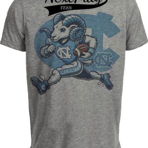 North Carolina Tar Heels Exclusive Retro Football TD Run Artwork Heather Gray Sublimated T-Shirt