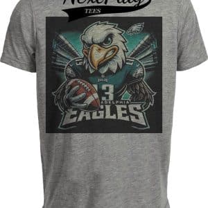 Philadelphia Eagles Exclusive Retro Football Swoop Mascot Artwork Heather Gray Sublimated T-Shirt
