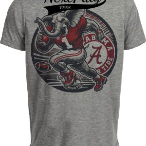Alabama Crimson Tide Exclusive Retro Football Circle Artwork Heather Gray Sublimated T-Shirt
