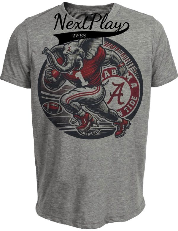 Alabama Crimson Tide Exclusive Retro Football Circle Artwork Heather Gray Sublimated T-Shirt