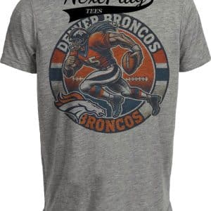 Denver Broncos Exclusive Retro Throwback Football Circle Artwork Heather Gray Sublimated T-Shirt