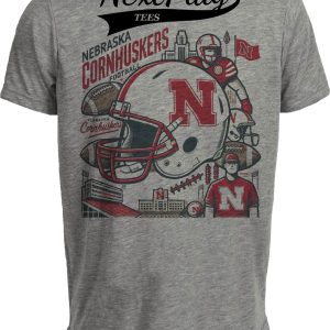 Nebraska Cornhuskers Exclusive Retro Football Classic Artwork Heather Gray Sublimated T-Shirt