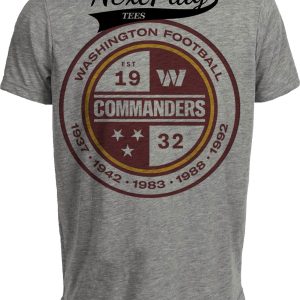 Washington Commanders Retro Football Circle Artwork Heather Gray Sublimated T-Shirt
