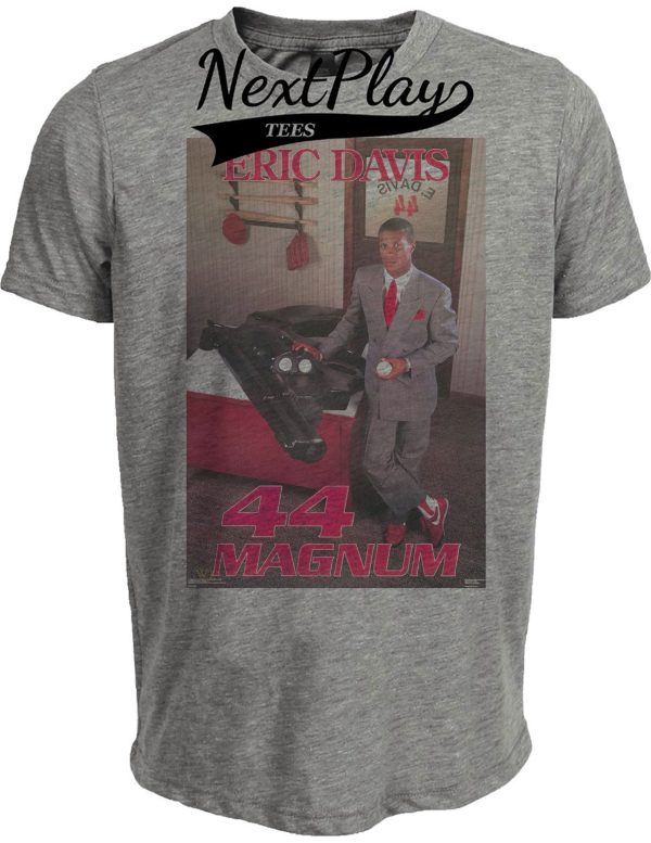 Cincinnati Reds Eric Davis 44 Magnum Exclusive Retro Baseball 1987 Artwork Heather Gray Sublimated T-Shirt