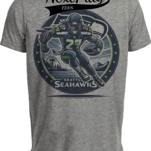 Seattle Seahawks Exclusive Retro Football Circle Artwork Heather Gray Sublimated T-Shirt