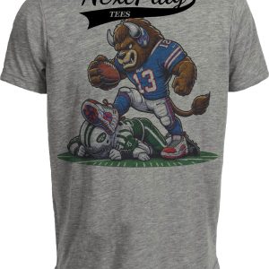Buffalo Bills vs. New York Jets Exclusive Retro Rivalries Football Throwback Artwork Heather Gray Sublimated T-Shirt