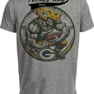Green Bay Packers Exclusive Retro Football Circle Artwork Heather Gray Sublimated T-Shirt