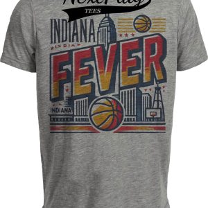 Indiana Fever Exclusive Retro Basketball Playoff Artwork Heather Gray Sublimated T-Shirt