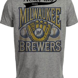 Milwaukee Brewers Exclusive Retro Baseball Team Logo Artwork Heather Gray Sublimated T-Shirt
