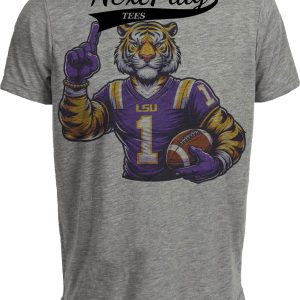LSU Tigers Exclusive Retro Football #1 Artwork Heather Gray Sublimated T-Shirt