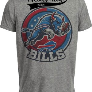 Buffalo Bills Exclusive Retro Football Circle Artwork Heather Gray Sublimated T-Shirt