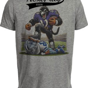 Baltimore Ravens vs. Dallas Cowboys Exclusive Retro Rivalries Football Throwback Artwork Heather Gray Sublimated T-Shirt