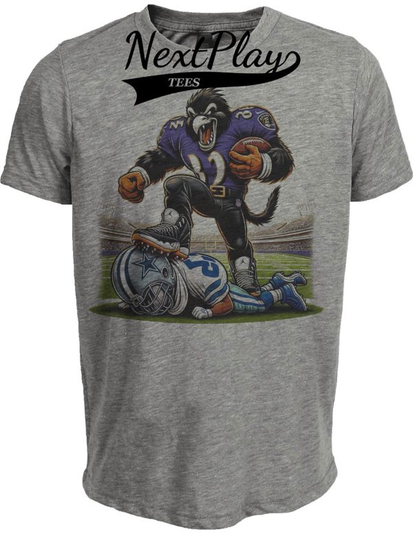 Baltimore Ravens vs. Dallas Cowboys Exclusive Retro Rivalries Football Throwback Artwork Heather Gray Sublimated T-Shirt