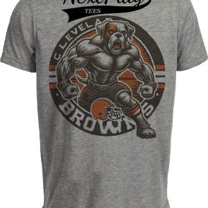 Cleveland Browns Exclusive Retro Football Circle Artwork Heather Gray Sublimated T-Shirt