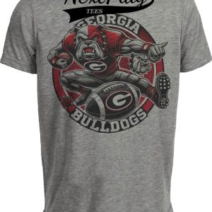 Georgia Bulldogs Exclusive Retro Football Circle Artwork Heather Gray Sublimated T-Shirt