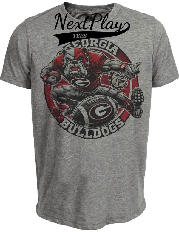 Georgia Bulldogs Exclusive Retro Football Circle Artwork Heather Gray Sublimated T-Shirt