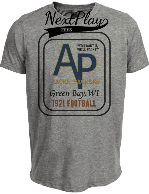 Green Bay Packers Acme Retro Football 1921 Artwork Heather Gray Sublimated T-Shirt