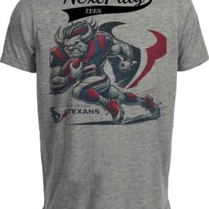 Houston Texans Exclusive Retro Football Running Mascot Artwork Heather Gray Sublimated T-Shirt