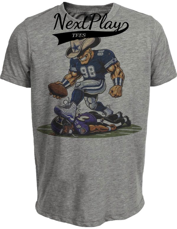 Dallas Cowboys vs. Baltimore Ravens Exclusive Retro Rivalries Football Artwork Heather Gray Sublimated T-Shirt