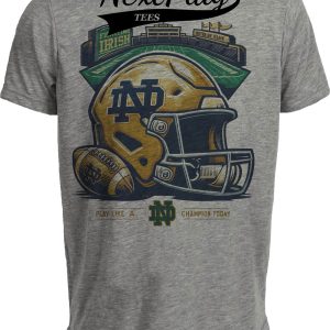 Notre Dame Fighting Irish Tradition Exclusive Retro Football Artwork Heather Gray Sublimated T-Shirt