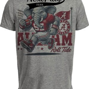 Alabama Crimson Tide Exclusive Retro Football Roll Tide Artwork Heather Gray Sublimated T-Shirt