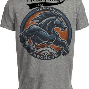 Denver Broncos Exclusive Retro Mascot Football Circle Artwork Heather Gray Sublimated T-Shirt