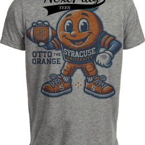 Syracuse Orange Exclusive Retro Football Otto Mascot Artwork Heather Gray Sublimated T-Shirt