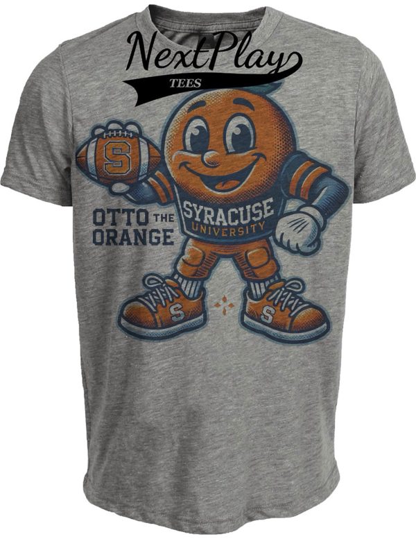 Syracuse Orange Exclusive Retro Football Otto Mascot Artwork Heather Gray Sublimated T-Shirt