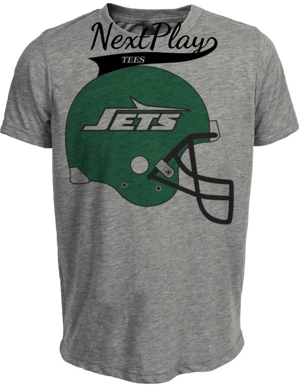 New York Jets Retro Football Helmet 1980 Artwork Heather Gray Sublimated T-Shirt