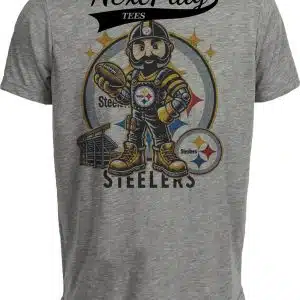 Pittsburgh Steelers Exclusive Retro Football Steely McBeam Artwork Heather Gray Sublimated T-Shirt