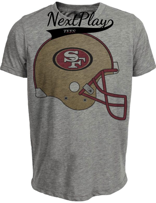 San Francisco 49ers Retro Football Helmet 1996 Artwork Heather Gray Sublimated T-Shirt