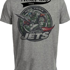 New York Jets Exclusive Retro Football Circle Artwork Heather Gray Sublimated T-Shirt