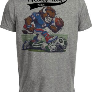 Buffalo Bills vs. New York Jets Exclusive Retro Rivalries Football Artwork Heather Gray Sublimated T-Shirt