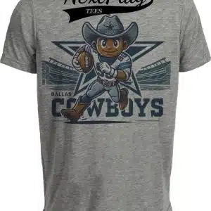 Dallas Cowboys Exclusive Retro Football Rowdy Throwback Artwork Heather Gray Sublimated T-Shirt