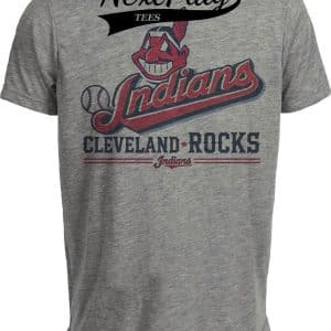 Cleveland Indians Rock Exclusive Retro Throwback Baseball Artwork Heather Gray Sublimated T-Shirt