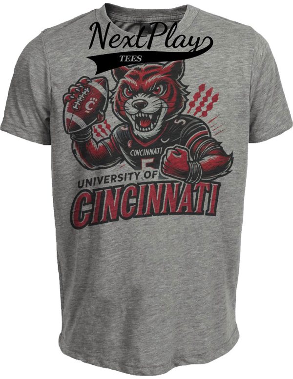 Cincinnati Bearcats Exclusive Retro Football Artwork Heather Gray Sublimated T-Shirt