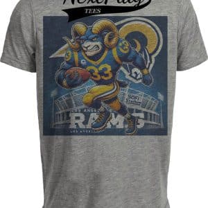 Los Angeles Rams Exclusive Retro Football Rampage Artwork Heather Gray Sublimated T-Shirt