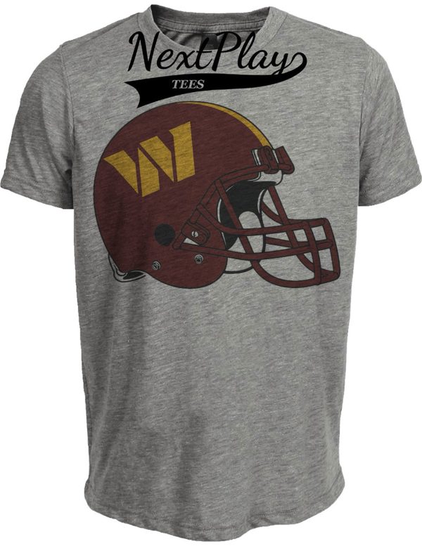 Washington Commanders Retro Football Helmet Artwork Heather Gray Sublimated T-Shirt