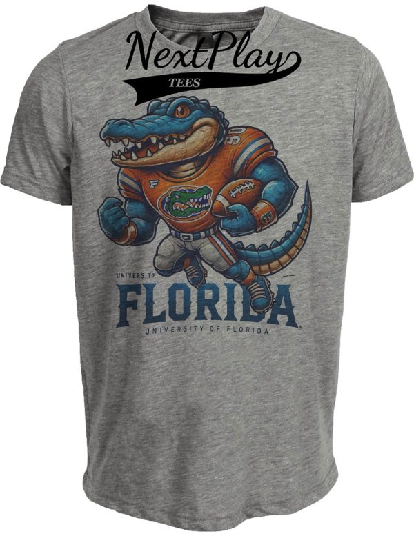 Florida Gators Exclusive Retro Football Artwork Heather Gray Sublimated T-Shirt