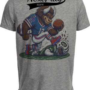 Buffalo Bills vs. New York Jets Exclusive Retro Rivalries Football Mascot Artwork Heather Gray Sublimated T-Shirt