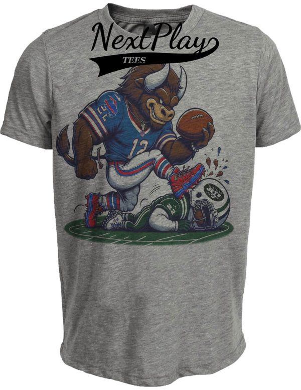 Buffalo Bills vs. New York Jets Exclusive Retro Rivalries Football Mascot Artwork Heather Gray Sublimated T-Shirt